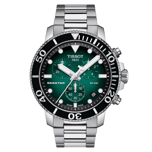 Montre TISSOT Seastar 1000 Chrono Acier Vert Noir - Tissot - Bijouterie TAMARA